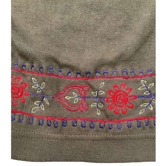 VINTAGE NWT khaki army green one button open cardigan with embroidered hem - Picture 3 of 8